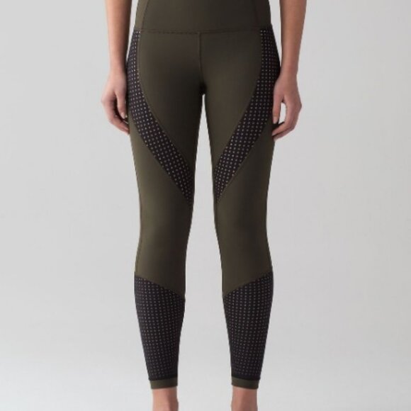 Lululemon Paddle Times Tights Leggings in Dark Olive Black - Picture 1 of 11